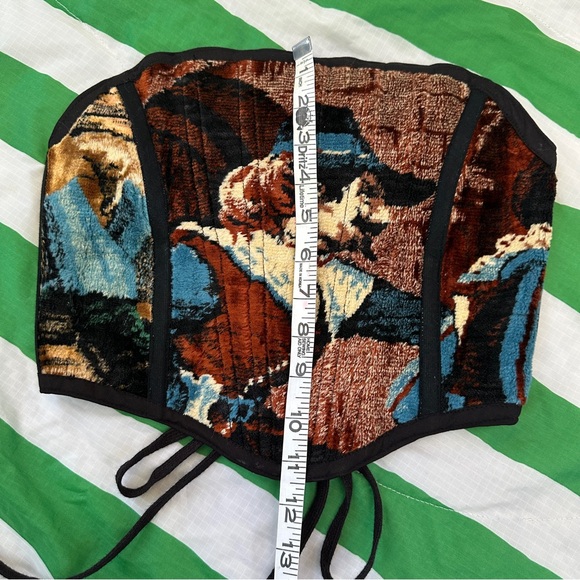 PSYCHIC OUTLAW corset! Lace up recycled clothing tapestry - Picture 5 of 8